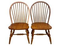 Pair of Wood Windsor Style Dining Room Chairs