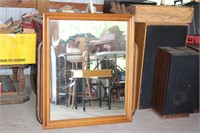 38 IN H X 32 IN W MIRROR WITH WOOD FRAME