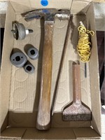 Large Hammer, Hole Saws, Chisel