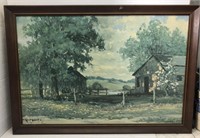 Framed Robert Wood painting 391/4" w x 27 1/2" h