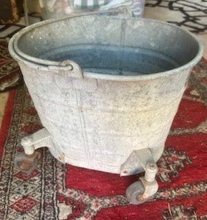 Vintage Galvanize Mop Bucket w/ Wheels