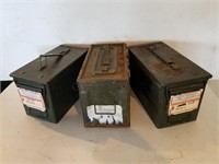3 Metal Ammo Boxes 12" Long