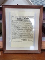 Vermillion Real Estate 1837 Document In Frame