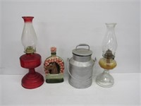 Cream Can Oil Lamps + Decanter