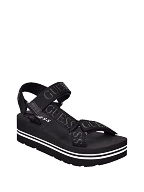 Size 10 GUESS Women's Avin Wedge Sandal, Black, 10