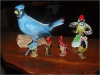 Flat of Retro Lefton, Relpo, Plus Bird Figurines