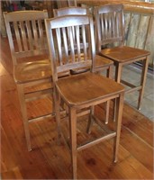 4 Hardwood Bar Stools / Chairs #1