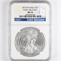 2014-W Burnished Silver Eagle NGC MS70