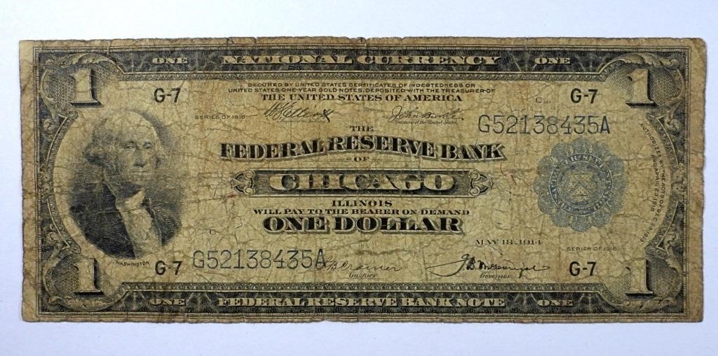 1918 $1 NATIONAL CURRENCY CHICAGO