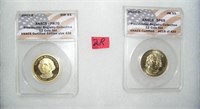 Pair of graded uncirculated Golden Dollar Preseden