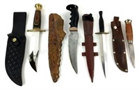 (4) Fixed Blade Knives W/ Sheaths