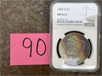 1884-O Morgan Dollar NGC MS61* some rainbow toning