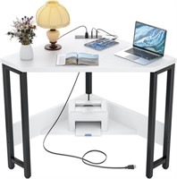 armocity White Corner Small Desk with Outlets