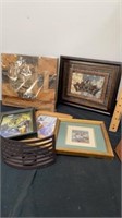 Picture frames, candle holder with photo albums