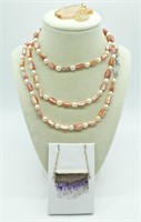 Pink Mother of Pearl & Other Gemstone Necklaces