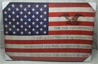 F2) NEW 2nd Amendment Canvas Art Print Flag