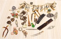 COMBS, BUCKLES AND JEWELRY