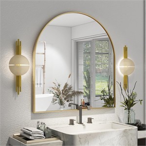 XRAMFY 32x34 Gold Arch Bathroom Mirror