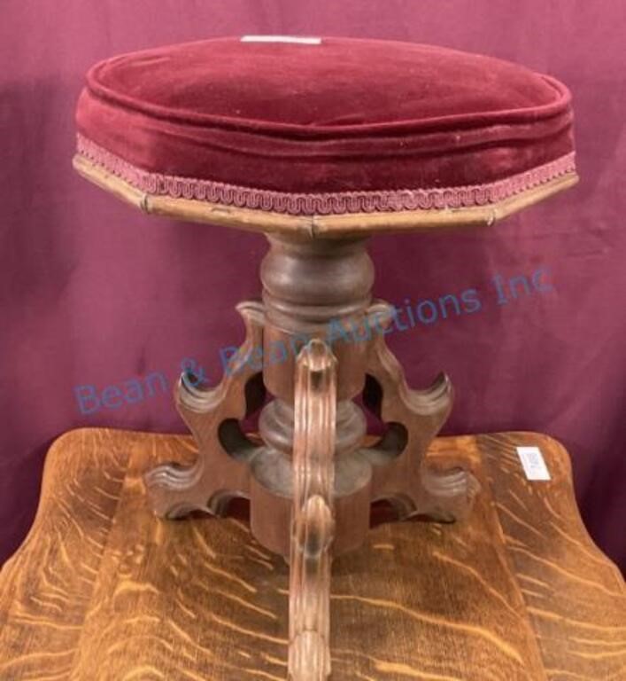 Walnut Victorian organ stool