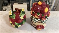 2 Apple Cookie Jars 8 and 11.5 in Tall