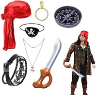 (7 Pcs - one size) Pirate Costume Accessories,