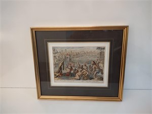 Antique Framed Colorized Etching