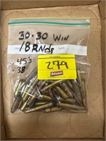 18-ROUNDS 30-30 WIN., .45 AND .38 BULLETS