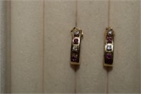 14K Gold, Ruby & Diamond Earrings  2.19g