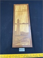 MCM Rosewood Inlaid Wall Plaque