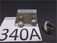 Sterling Silver Ring and Pierced Earrings