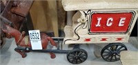 Ice cast iron horse & wagon