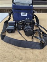 Vintage Minolta XE-7 Camera, Flash, Bag
