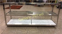 Cantoni chrome glass sofa/entry table with marble