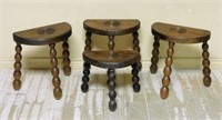 Demi Lune Bobbin Turned Oak Stools.