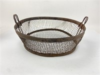 Vtg Rusty Primitive Metal Basket 14x4.5"