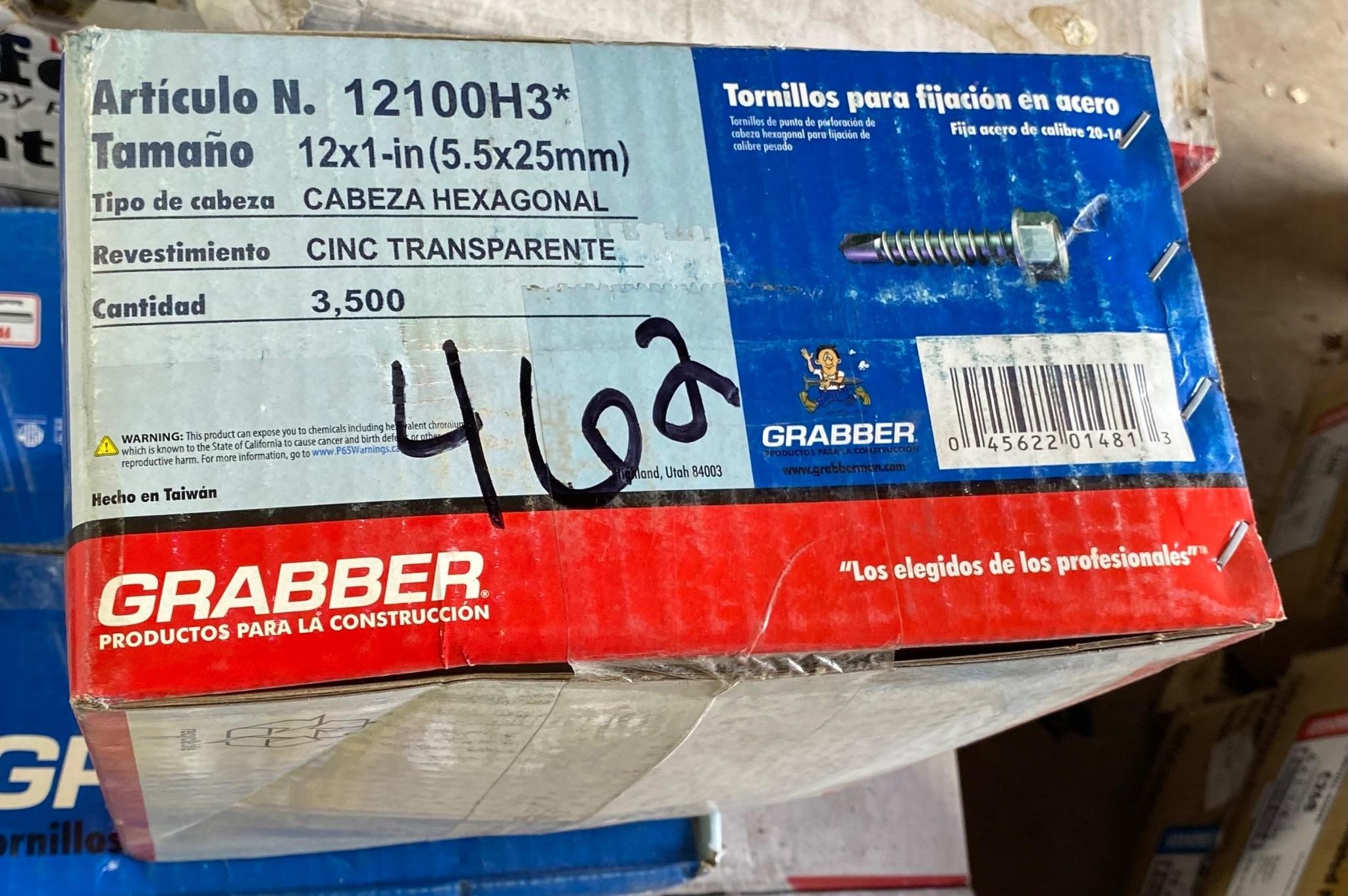 Grabber 12x1" Hex Head, 3500ct