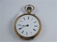 Lapel ladies watch 14kt outside case non-running