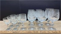 15 pieces Etched Stemware *LYR.  NO SHIPPING