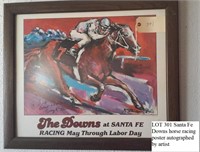 Santa Fe Downs horse racing poster ARTIST SIGNED