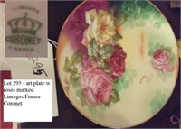 art plate w roses marked Limoges France CORONET
