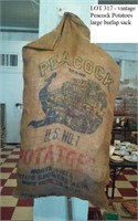 vintage Peacock Potatoes burlap sack