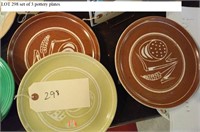 3 pottery plates harvest motif
