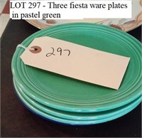 3 fiesta ware plates in pastel green