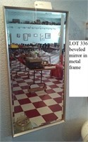 beveled mirror in metal frame