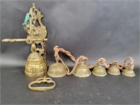 Carved Brass Hanging Chime Bells, Wall Mount Bell