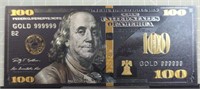 24k gold-plated Black $100. Banknote