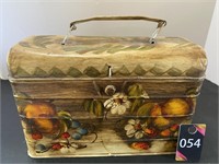 Vintage Hand Painted Tin Box 10"x6"H