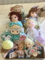 Large lot of precious moment stuffed dolls