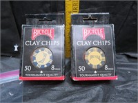 2 Bicycle Tournament Quality Clay Chips -Unopened