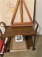 Rolling Cart with Small Easel, Etc. (UpRtBdrm)